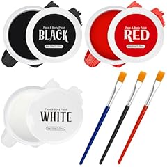 Black & White & Red Paint + 3 Brushes