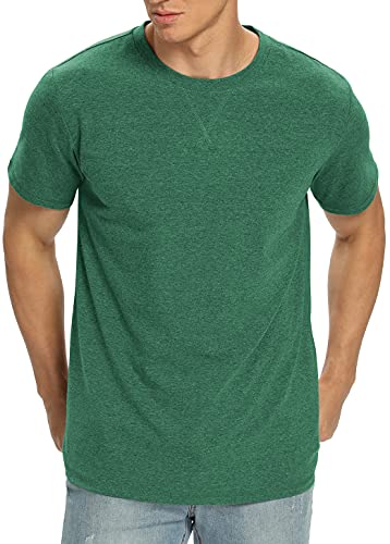 NITAGUT Men's Short Sleeve Soft Cotton Crew Neck T-Shirt Large Heather Green