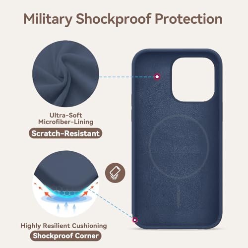 Image of iPhone 16 Silicone Magsafe Case | Shock Proof Design & Camera Protection | Premium Rubberised Apple iPhone 16 Cover (Microfiber Lining) | Magnetic Liquid Silicone - Navy Blue