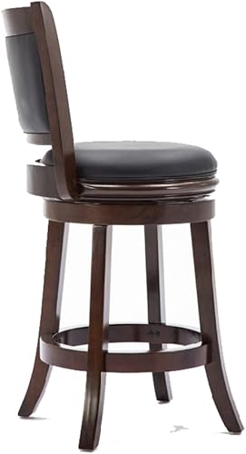 Miniatura 5 de Benjara Taburete giratorio redondo de madera con asiento y respaldo acolchados, marrón