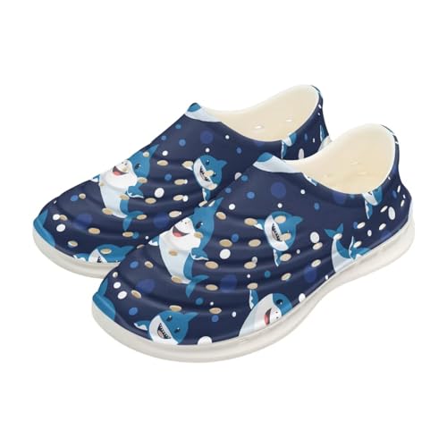 Watdotory Cute Sharks Blue Print Water Shoes Kids Girls Boys Beach Walking Water Shoes Quick Dry Non-Slip Breathable Swim Pool Surf