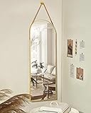 Otlsh 16'x48' Arched Mirror, Wall Mirror, Hanging Mirrors with Leather Strap, Full Length Mirror, Wall Mounted Arch Mirror, for Living Room, Bathroom, Bedroom, Entryway -Gold