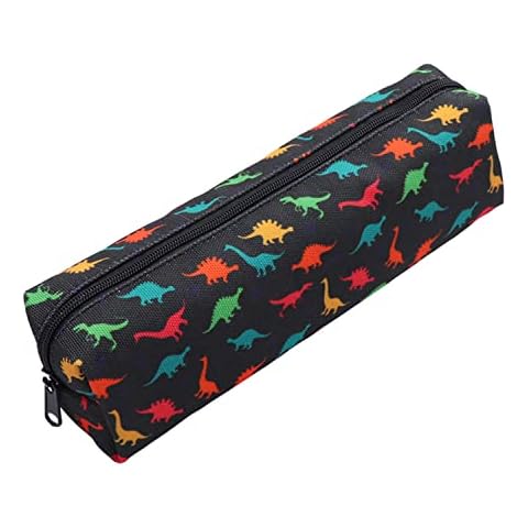 Aiphamy Dinosaur Pencil Case Holder Zipper Canvas Pen Pouch Bag for Boys Girls Kids Teens Teenagers Student Women Men, Black Cover