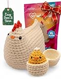Wimmsie Crochet Animal Kit for Beginners - Easy Beginner Crochet Kit for Kids - Amigurumi Chicken Chick & Egg - 3 Kawaii Stuffed Animals - Cute DIY Yarn Plush