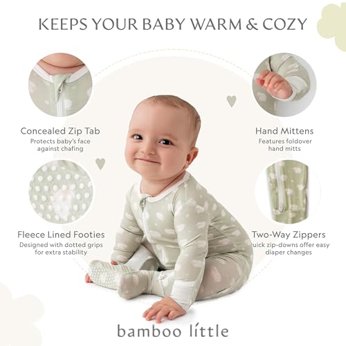 Image of Bamboo Little Soft Baby Footie Pajamas, Baby Clothes, Newborn Sleepers, 95% Viscose and 5% Spandex, 0-24 Months