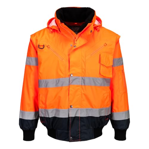 Image of Portwest C465 Hi-Vis 3-in-1 Contrast Bomber Jacket Long Sleeve Waterproof