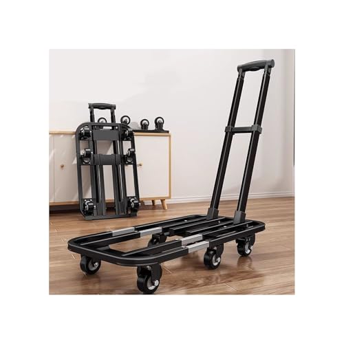 NJDQFA Chariot à Plateforme Pliable, Chariot Robuste, Chariot Mobile Pliable avec Roues pivotantes, idéal pour Transporter Les Essentiels du Quotidien,B 6 Wheel 63~73cm/24.8~28.7″