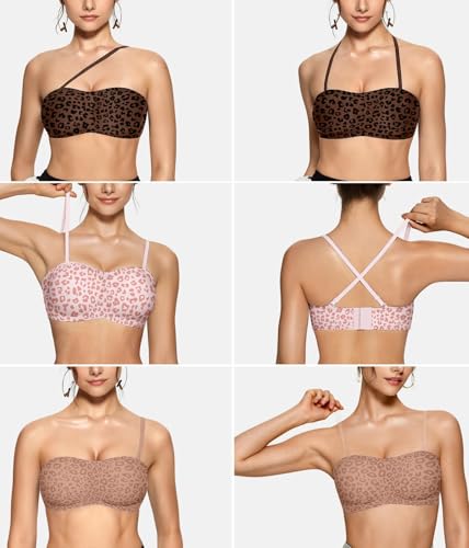 Image of OEAK Womens Strapless Bras Jelly Push Up Bandeau Bra Non Slip Wireless Supportive Padded Bras Seamless Comfortable Tube Bra
