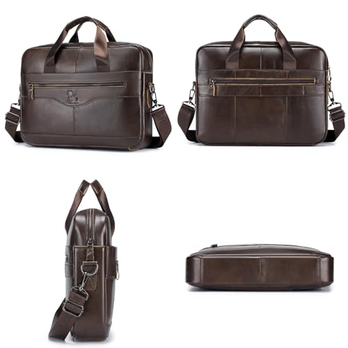 Leather Laptop Bag Business Briefcase Messenger Handbag for Men, for 14 Inch Computer Crossbody Shoulder Pack Pouch3