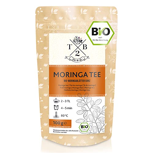 Moringa BIO-Tee ganze getrocknete Moringatee Blätter vom Baum des Lebens in Bio-Qualität. Moringa Oleifera Kräutertee, 100 g | Tea2Be.