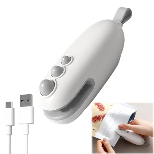 Mini Bag Sealer, 2 in 1 Rechargeable Cutter, Portable Handheld Heat Sealer with Magnetic, Mini Vacuum Sealer Machine for Keeping Food Fresh, Snacks Crispy and Food Storage