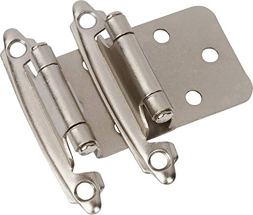 DecoBasics Brushed Nickel Overlay Cabinet Hinges (2 Pairs - 4 Hinges Total)