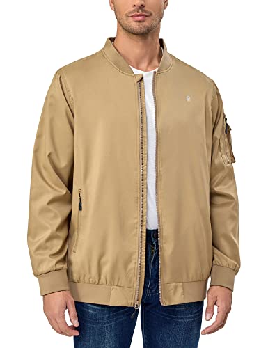 Little Donkey Andy Men's Lightweight Bomber Jacket Windproof Water Resistant Windbreaker For Golf Hiking (Khaki M) #TOP1