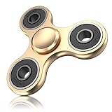 Coolden Fidget Spinner EDC Hand Spinner Fidget Toy Metall Edelstahl Lager 2-5 Min Hochgeschwindigkeit Finger Spinner Spielzeug ADHD Anti Angst Tri-Spinner Fidget Toy für Kinder Gold