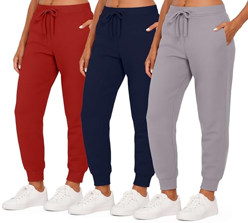 Pantalon de jogging polaire femme lot de 3 Real Essentials chaud grande taille XXL confortable