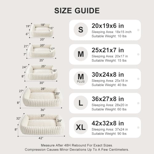 Image of FURTIME Dog Bed for Small Medium Dog, Washable Orthopedic Pet Bed with Removable Cover, Rectangle Soft Calming Sleeping Puppy Bed Durable Pet Cuddler with Anti-Slip Bottom, Cream, M (25 inchx21 inchx7 inch)