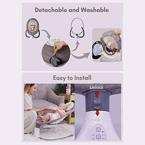 Balanço de bebê motorizado para bebês Baby Rocker 4 velocidades e 4 temporizadores e 12 canções de n