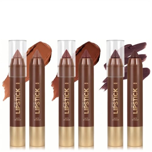 3 Piezas Perfilador de Labios Mate, Set de Lápiz de Labios Nude Marrón, Delineador de Labios de Larga Duración y Suave, Lip Liner Multifuncional para Perfilado y Relleno, Tonos 02# 04# 06#
