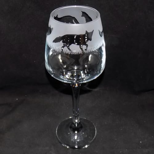 Beautiful 'Fox' Hand Etched Stemmed Wine Glass - Lovely Fox Gift!