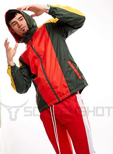 Image of SCREENSHOT Mens Streetwear Windbreaker Jacket - Lightweight Graphic Hoodie, Graffiti Hip Hop Urban Fashion Pullover Top