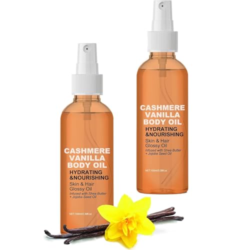 Huile corporelle Vanilla Cashmere, huile de massage hydratante en spray pour la peau, lotion pour le corps et les cheveux Cashmere Vanilla, sérum de massage pour peau sèche (2PCS)