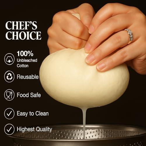 Grade 100+ PACKARDI Cheesecloth Pack of 3 Muslin Cloths for Cooking 50x50 cm, Reusable and Washable Cheese Cloths for Straining, 100% Unbleached Pure Cotton Cloth Ultra-Fine Cheese Cloth for Baking - Image 2