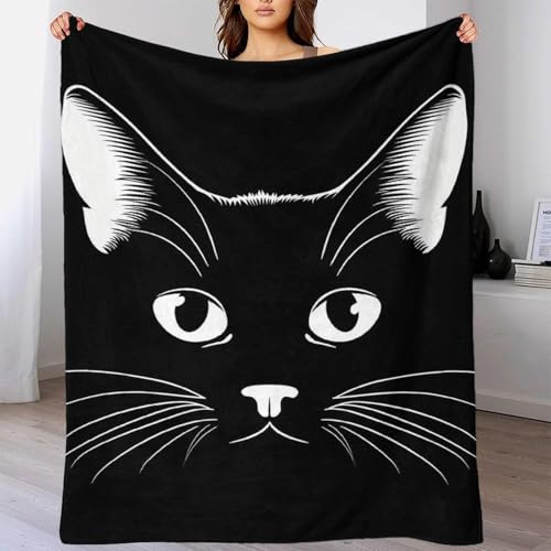 Couverture motif chat noir et blanc pour cocooner sur le canapé - 6