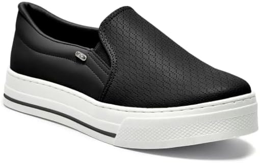 Tênis Feminino Via Marte Anabela Slip On Elástico Plataforma (Preto, BR, Adulto, Numérico, 37)