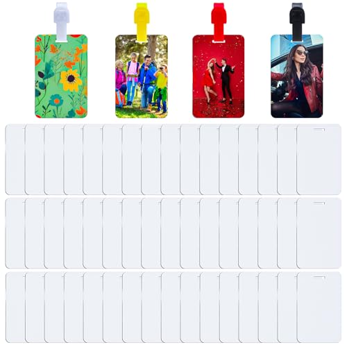 48 Pcs Sublimation Luggage Tag Blanks, Double Sided Aluminum Tags with 48 Color Straps, Customizable Travel ID Card Holder for Suitcases, Pet Collars, Business, Sports (4 Colors, DIY Heat Transfer)