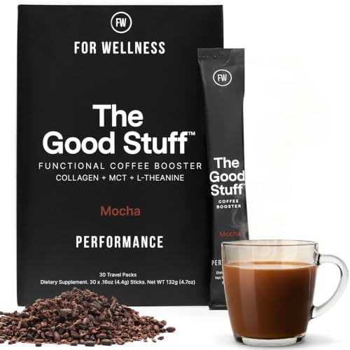 Image of The Good Stuff | Mocha Coffee Booster | Healthy Coffee Creamer for Focus & Energy | Keto, Non-Dairy Creamer Powder with MCT Oil, Collagen & L-Theanine | 30 Servings