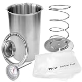 LavviTech Deli Meat Press & Lunch Meat Mold 304 Stainless Steel Ham Maker with Visual Window and Upgraded Large Fahrenheit Thermometer, 20 Cooking Bags for Healthy Homemade Cold Cuts