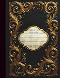 Baroque Elegance Composition Notebook: A Luxurious 8.5' x 11' Executive Journal with Black Velvet Texture, Gold Filigree, and Mother-of-Pearl Inlay — Ideal for Writers, Creatives, and Professionals