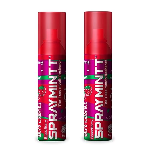 Spraymintt Mouth Freshener | Mukhwas | Breath Freshener | Oral Hygiene | 175+ sprays of instant long lasting with Zero Calories Freshness | Brezeberry flavour | 15g - Pack of 2