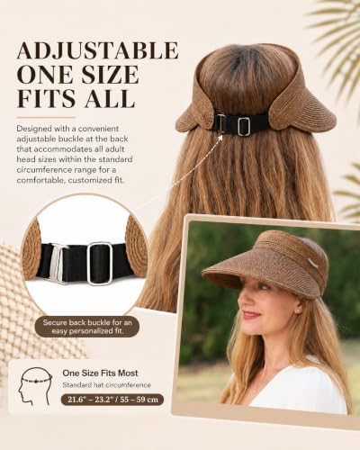 Sombrero de playa con ala ancha para mujer, paja natural miniatura 6