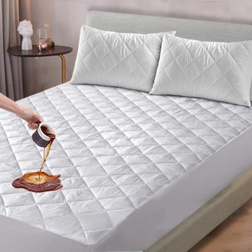 Luxury Nights Waterproof Mattress Protector 100% Cotton 30cm Fitted Sheet Anti-Allergy Mattress Cover, Washable, Water Resistant Mattress Cover (Super King)