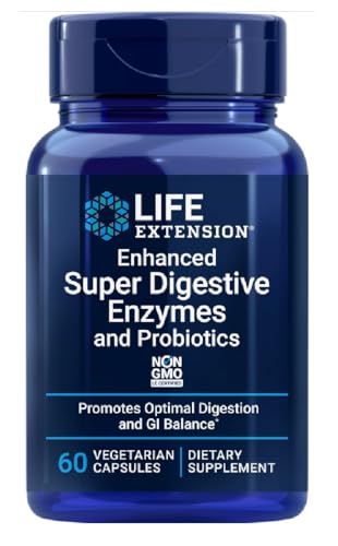 Life Extension - Enhanced Super Digestive Enzymes and Probiotics - 60 Cápsulas Vegetarianas, Digestión Óptima y Bienestar Gastrointestinal