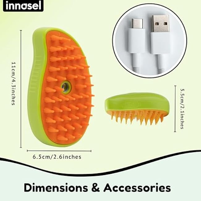 Cat Steam Brush for Shedding, Steamy Grooming Comb with Anti-Static Spray for Cats & Dogs, Gentle Defur Comb for Tangled & Loose Hair, Ergonomic Pet Mist Brush Design, Cepillo de Vapor para Gato Perro-KInexUZB