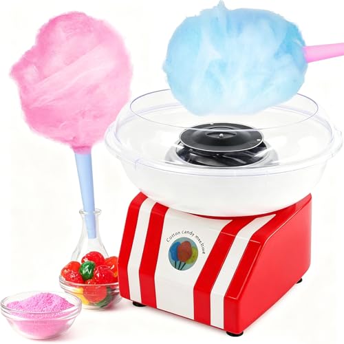 THE WHITE SHOP Cotton Candy Machine Colorful Portable Cotton Candy Maker Hard & Sugar Free Sugar Floss Machine Homemade Sweets Maker for Carnival Kids Birthday Party Family Home Use