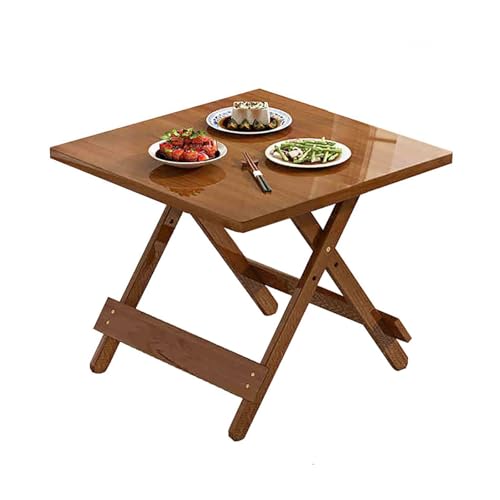 Mesa plegable de madera maciza, mesa de comedor y centro cuadrada portátil para uso en interiores y exteriores, para picnics y actividades de ocio