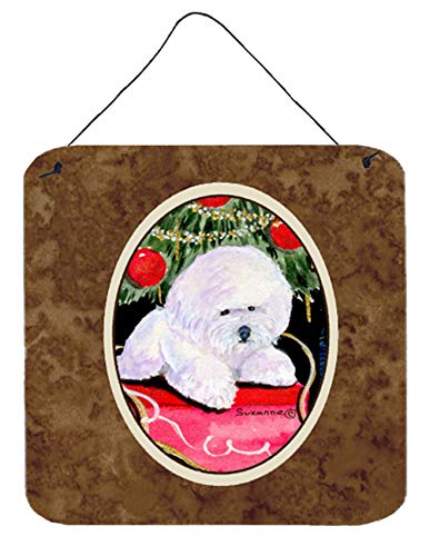 Caroline's Treasures SS8957DS66 Christmas Tree with Bichon Frise Wall or Door Hanging Prints Aluminum Metal Sign Kitchen Wall Bar Bathroom Plaque Home Decor, 6x6, Multicolor
