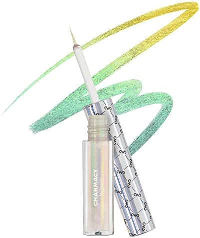 CHARMACY Chameleon Liquid Eyeliner, Intense Shifting Colored Eyeliner, Waterproof Eyeliner Liquid Gold Glitter Eyeliner, High Pigmented, Smudge Proof Formula,Ultra-Fine Tip,PALE YELLOW GOLD 907