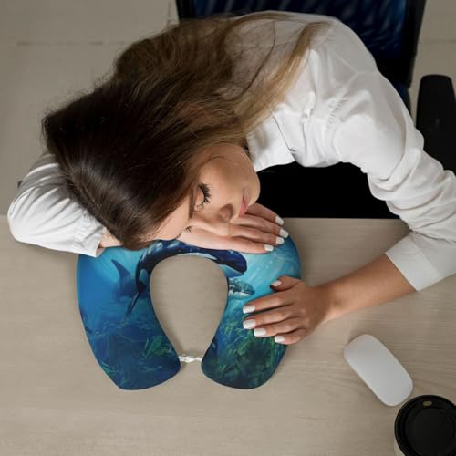 Almohada de viaje con espuma viscoelástica y funda negra miniatura 7