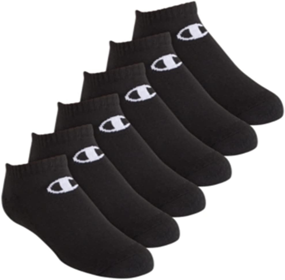 Champion Kids 6-Pack Socks in Quarter or Low Cut, LowCut_Black