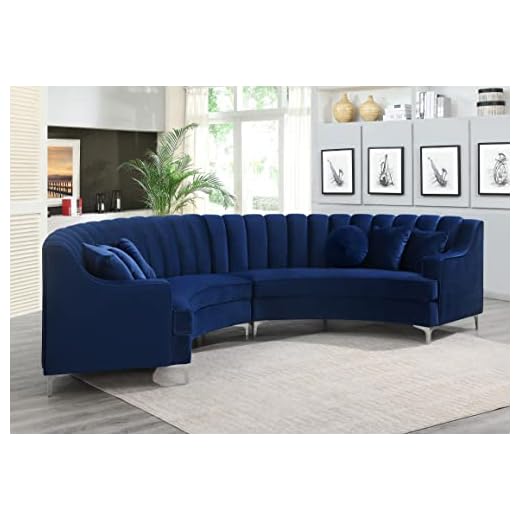 Legend Vansen Velvet Sofa for Living Room Oversized Round Shape Sectional, 142" L x 31" D x 36" H, Blue