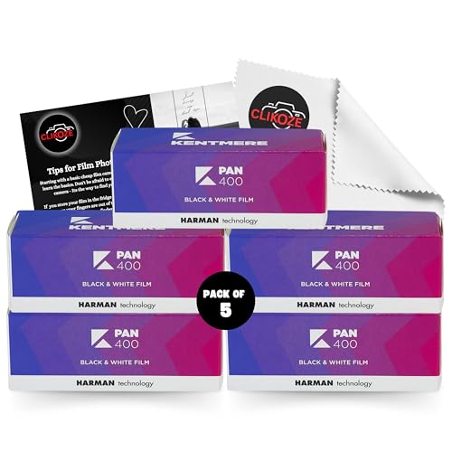 Película Kentmere 400 120 de grano clásico con tarjeta educativa Clikoze para fotógrafos