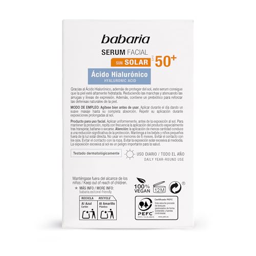 Miniatura 2 de Babaria - Serum Acido Hialuronico | Protector Solar Facial 50 | Acido Hialuronico Serum Facial | Proteccion Solar 50
