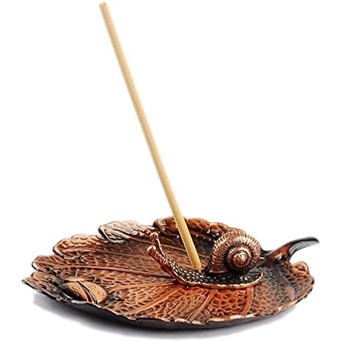 NWFashion 4.2X3 INCH Leaf Shape Incense Burner Holder Sticks Tube Detachable Ash Cather (Brown) Cover