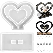 Jeffdad Large Photo Frame Resin Molds, Heart Shape Silicone Mold for Photo Frames Making, DIY Picture Frame Display Unique Mold for Resin Casting Art Crafts Table Home Decor Gift