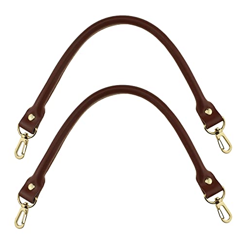 Image of Hahiyo Purse Handle Replacement Cowhide Leather Handle Strap Shoulder Handbag Tote Belt Lobster Swivel Clasp Buckle Sturdy Easy Clip on Attach Stay on Not Slip off Not Leave Mark on Body 15.7inch 2PCS