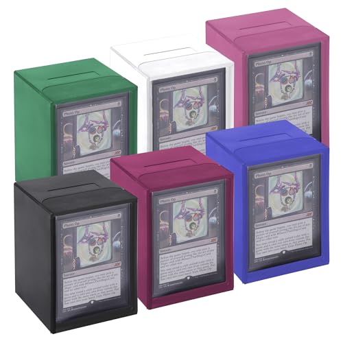 DeckDwell 6-Pack Commander Deck Box Set for MTG/EDH – Fits 100 Double-Sleeved Cards Each, Magnetic Closure, Stackable Organizer Case for Trading Card Games